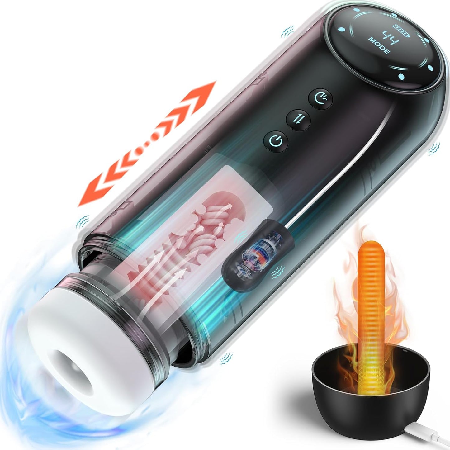 ON-FIRE Automatic Male Masturbator Adult Toys Male Masturbators with 4 Thrusting &4 Sucking &10 Vibrating Modes