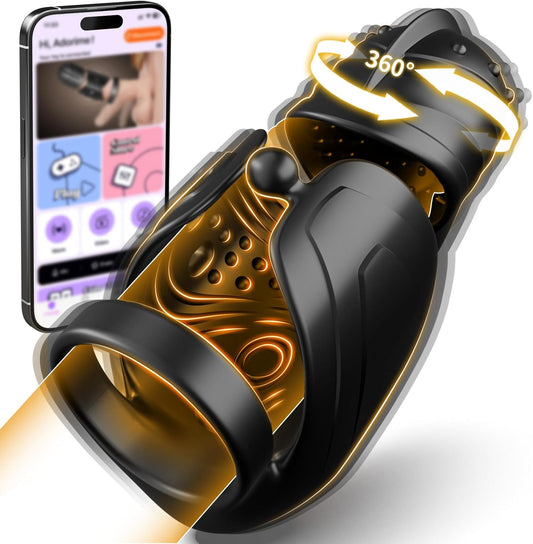 Male Sex Toy Penis Vibrator - Male Masturbator Adult Toys for Men Penis Trainer with 10 Vibrating & 360° Swing Glans Training, APP Control Mens Vibrator with Cock Ring Adult Sex Toys Games