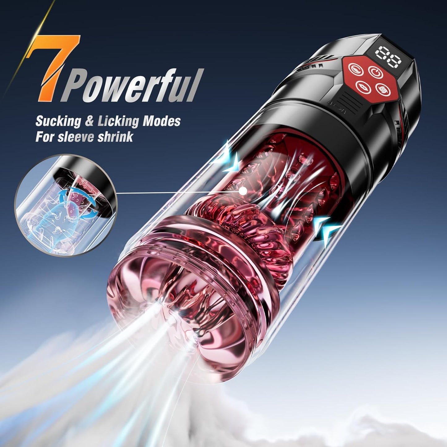 Male Masturbator Penis Pump - Male Sex Toys for Men with Upgrade 12 S Vacuum Pump & 7 Thrusting Rotating Vibrating Sucking Licking LCD Adult Toys Mens Sex Toys Pocket Pussy Pumps & Enlargers