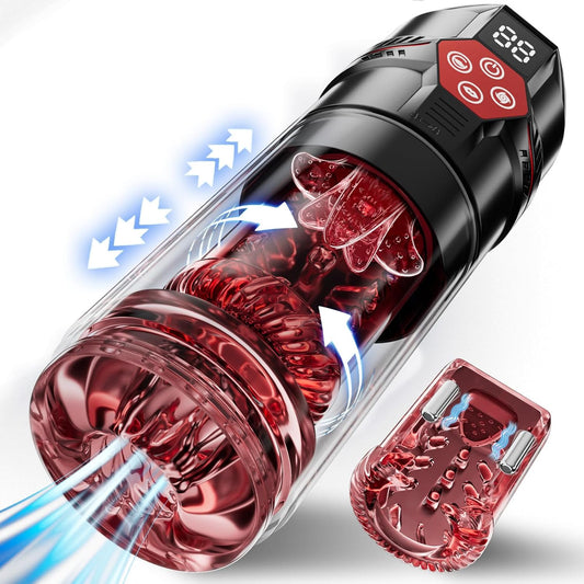 Male Masturbator Penis Pump - Male Sex Toys for Men with Upgrade 12 S Vacuum Pump & 7 Thrusting Rotating Vibrating Sucking Licking LCD Adult Toys Mens Sex Toys Pocket Pussy Pumps & Enlargers