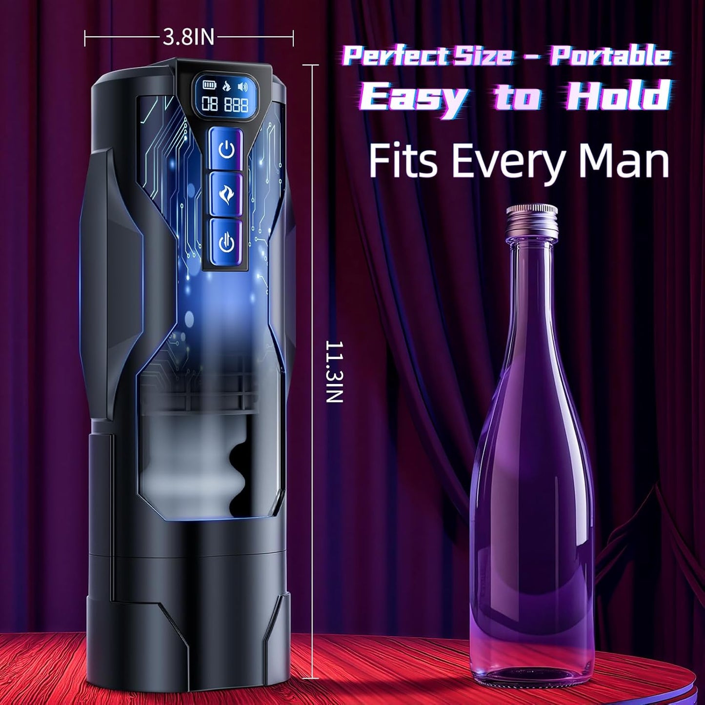 Male Masturbator Sex Toys for Men – BootyPop Automatic Male Sex Toys with Realistic Ass Vagina 360° Heating 10 Vibration & 7 Thrusting Modes for Stroker, Pocket Pussy LCD Display Adult Toys