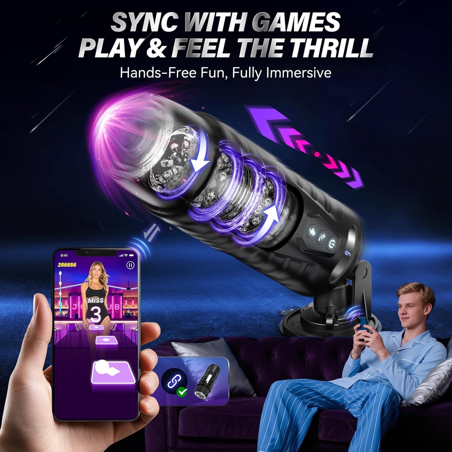 Male Masturbator Sex Toys for Men - Adult Toy Male Sex Toys with 7 Thrusting & 7 Rotating Modes, Pocket Pussy Hands Free Sex Machine LCD Display with Visual Window & Mounting Base