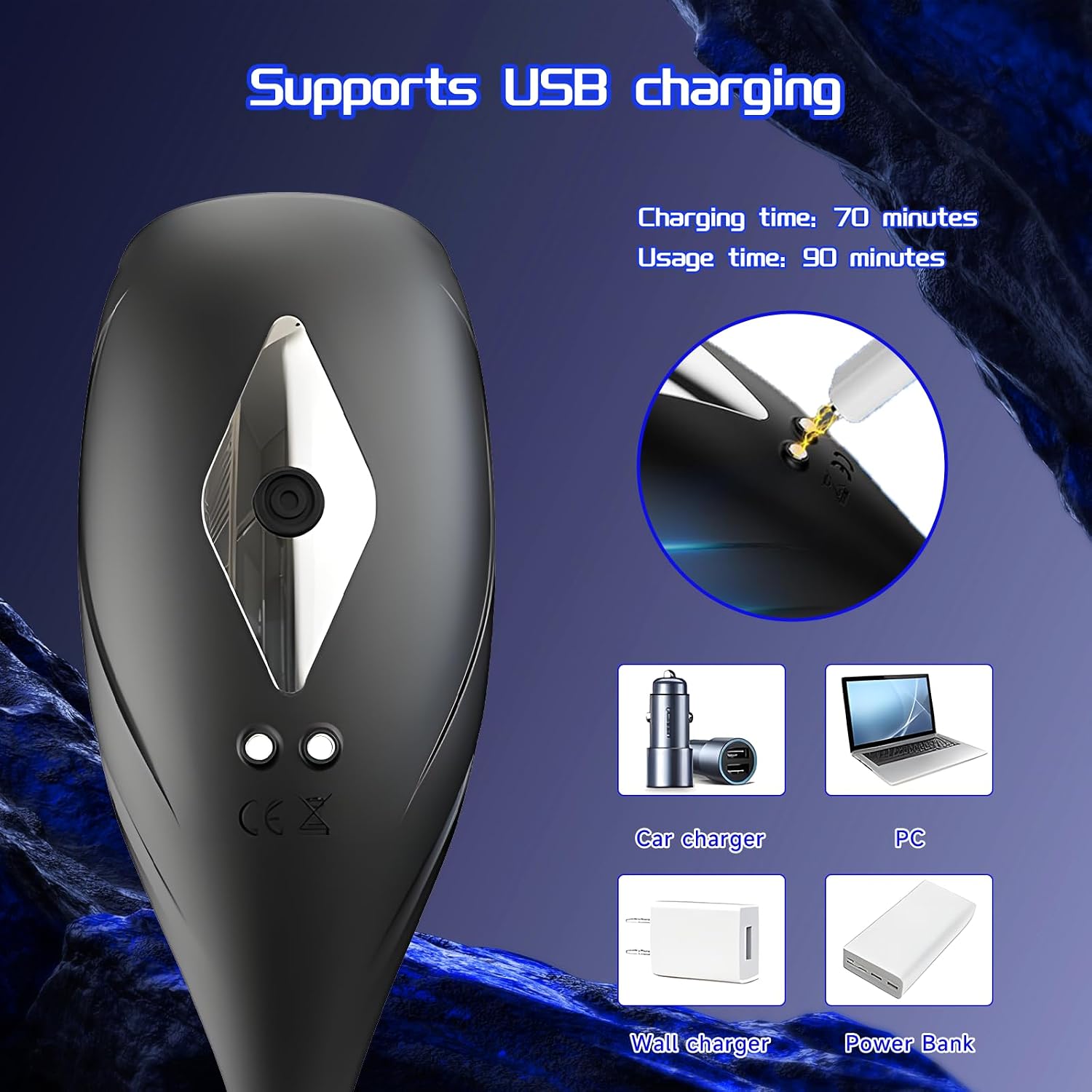 Compact rechargeable male vibrator for solo or couples use