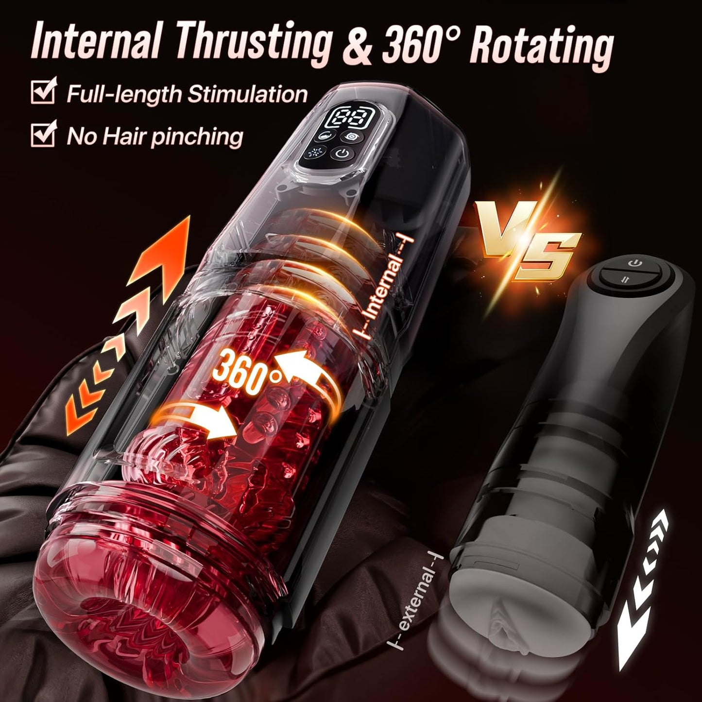 Male Sex Toys for Men - AI Sync Male Masturbator Stroker Adult Toys with 7 Thrusting & Rotating 7 Licking & Vibrating Modes, Hands-Free Sex Machine Pocket Pussy with One-Click Burst for Man