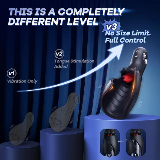 Male Sex Toys for Men Tongue Vibrator - EINSEO Male Masturbator AI Smart APP Control Pocket Pussy Stroker with 10 Licking & Vibrating Modes Penis Vibrator, Handheld Blowjob Adult Toys Massage Oils