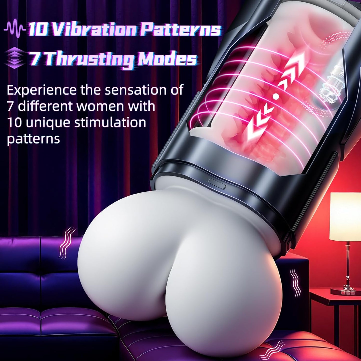Male Masturbator Sex Toys for Men – BootyPop Automatic Male Sex Toys with Realistic Ass Vagina 360° Heating 10 Vibration & 7 Thrusting Modes for Stroker, Pocket Pussy LCD Display Adult Toys
