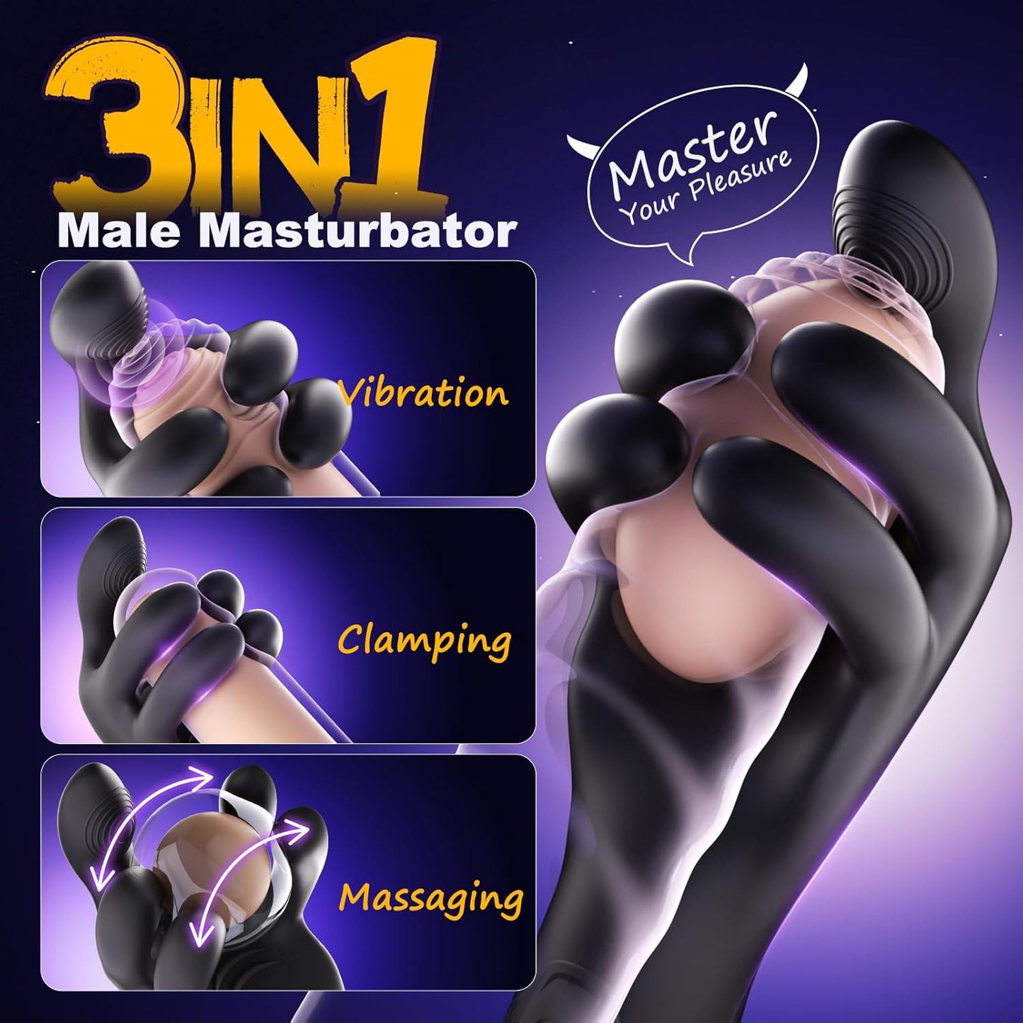 Male Sex Toys for Men Masturbators- baiwatt Tentacle Penis Vibrator Stroker with 10 Clamping & 10 Vibrating Modes for Prowerful Training Wrap, Male Masturbator Mens Adult Sex Toys for Gay Men Couples