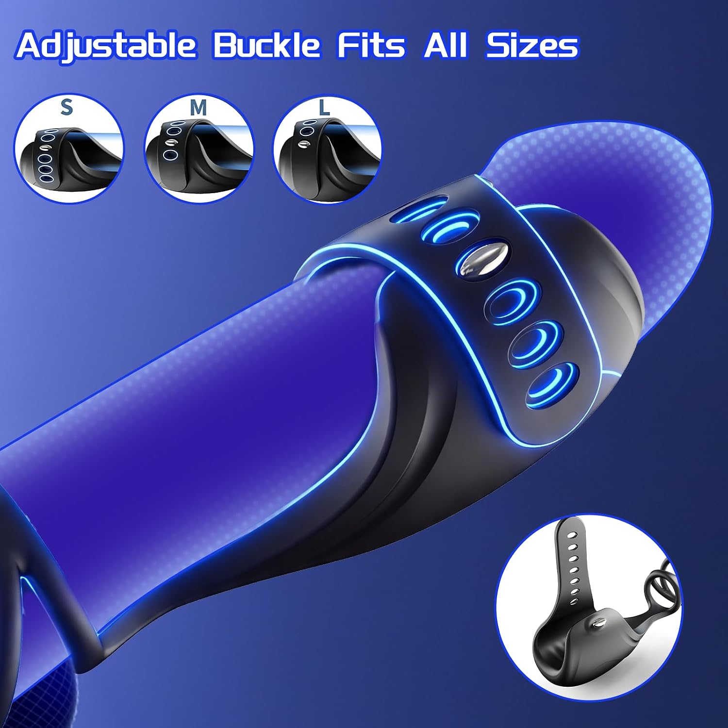 App-controlled wearable male vibrator with adjustable strap