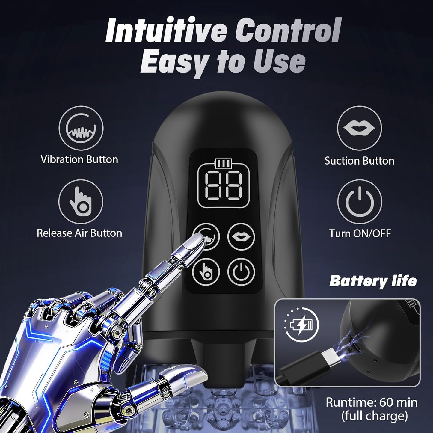 Male Masturbator Sex Toys - Transparent Penis Pump with 7 Vibrating & 7 Sucking Modes, Male Sex Toys for Men Sex Toy Squeezable Pocket Pussy LCD Display Adult Toys, Blowjob Sex Machine Stroker