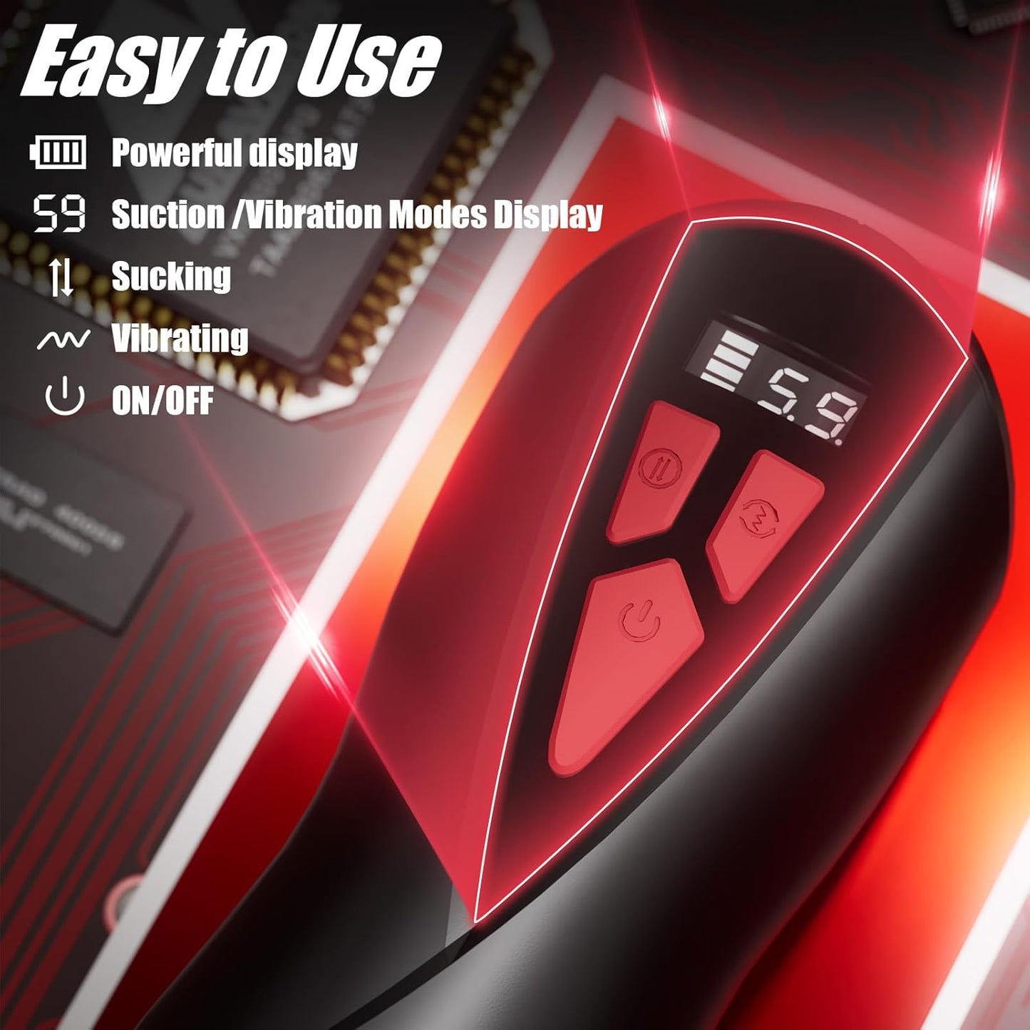 Male Sex Toys Vibrating Masturbator,Male Masturbator Automatic Pocket Pussy with LCD Display & Lifelike Vagina Powerful 9 Vibration & 5 Suction Modes, Mens Vibrator for Sex Blowjob Pleasure