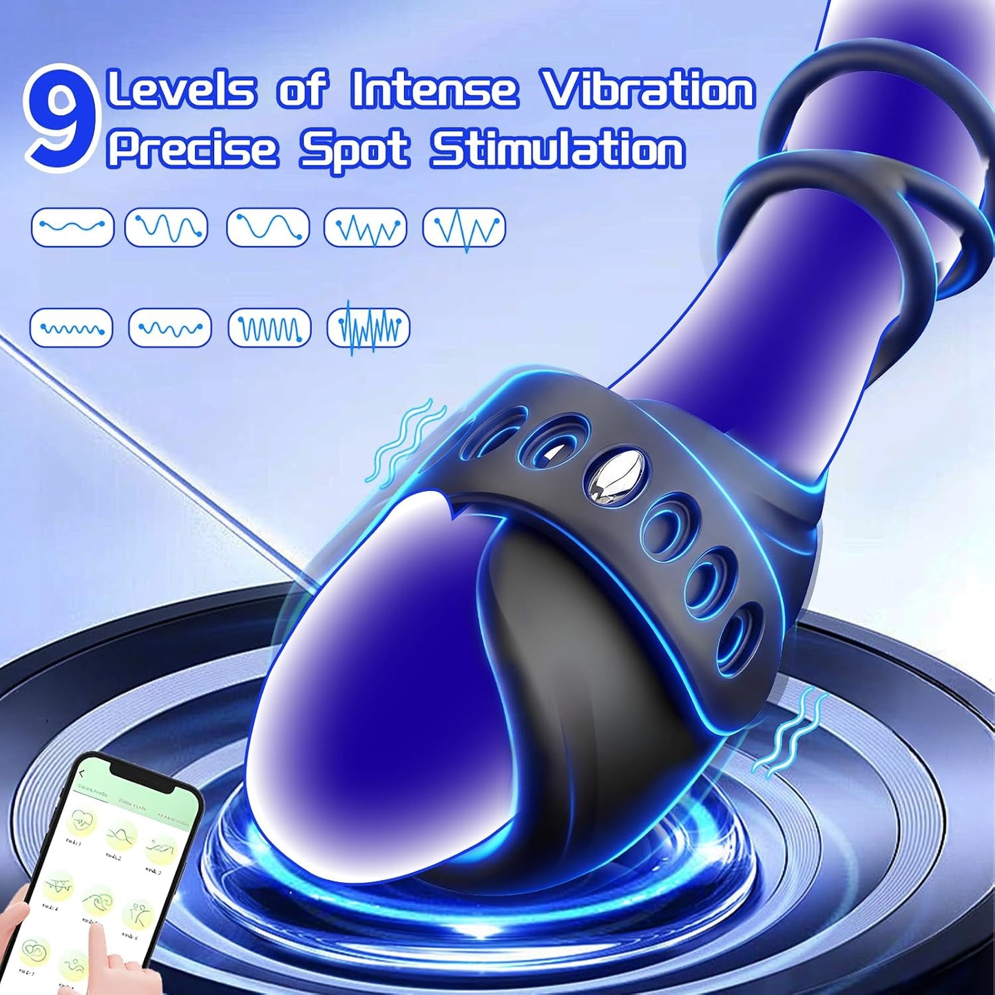 Male vibrator with 9 vibration modes and phone control