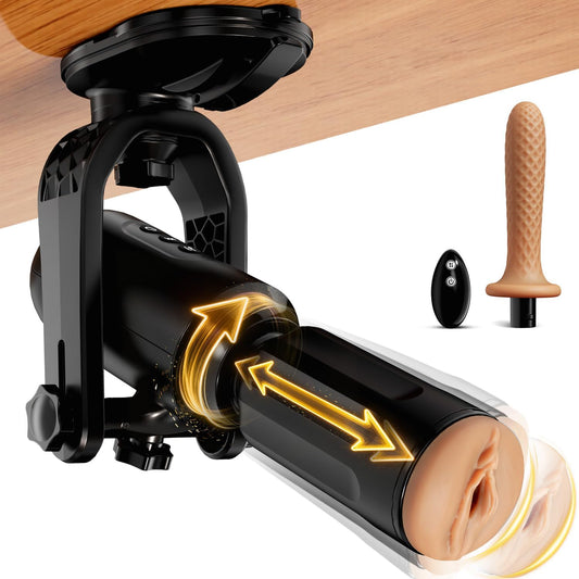Automatic Male Masturbators Sex Machine,ThrustMax 360°Adjustable Suction Mount Hands-Free Male Sex Toys with 3 Thrusting & Rotating Modes, Interchangeable Pocket Pussy & Dildo for Men, Women & Couples