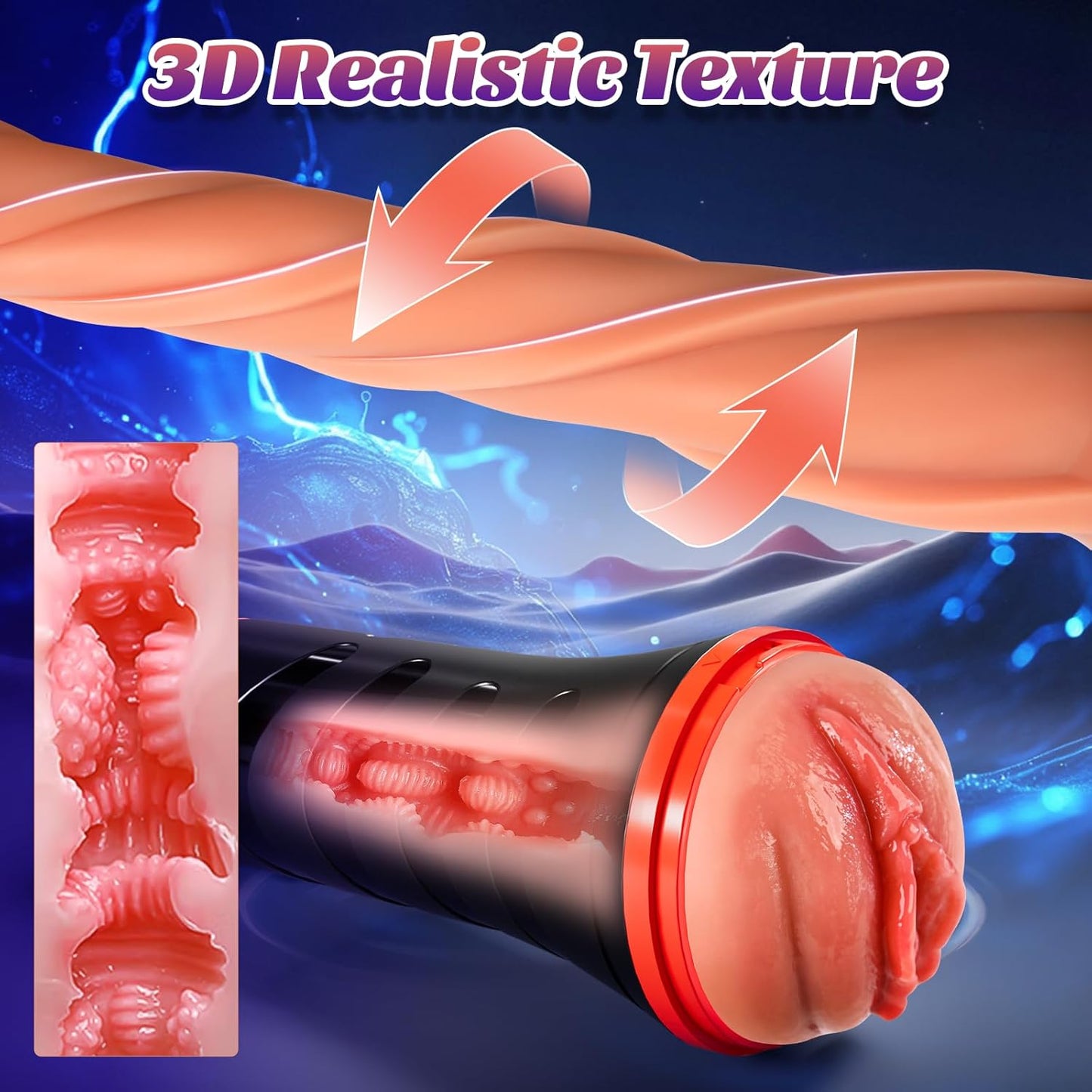 Male Masturbator Sex Toys for Men - Adult Toys Penis Pump with 9 Vibration & 4 Sucking Modes, APP Control Male Sex Toys Pocket Pussy Stroker with Phone Holder, Realistic Sex Machine for Men Pleasure.