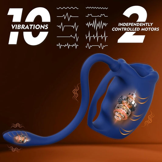 Penis Vibrator Male Masturbator with Detachable Butt Plug and Cock Ring, Hands Free Mens Vibrator Male Stroker for Penis Training, Vibrating Sex Toys for Men Penis Trainer with Small Anal Plug