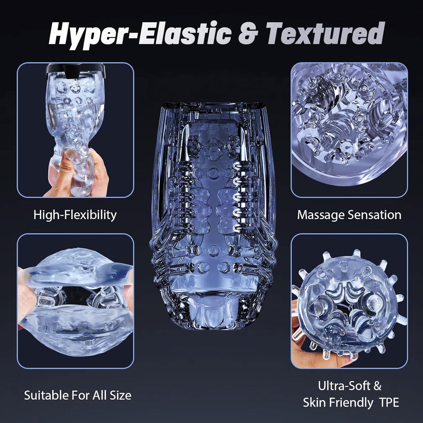 Male Masturbator Sex Toys - Transparent Penis Pump with 7 Vibrating & 7 Sucking Modes, Male Sex Toys for Men Sex Toy Squeezable Pocket Pussy LCD Display Adult Toys, Blowjob Sex Machine Stroker