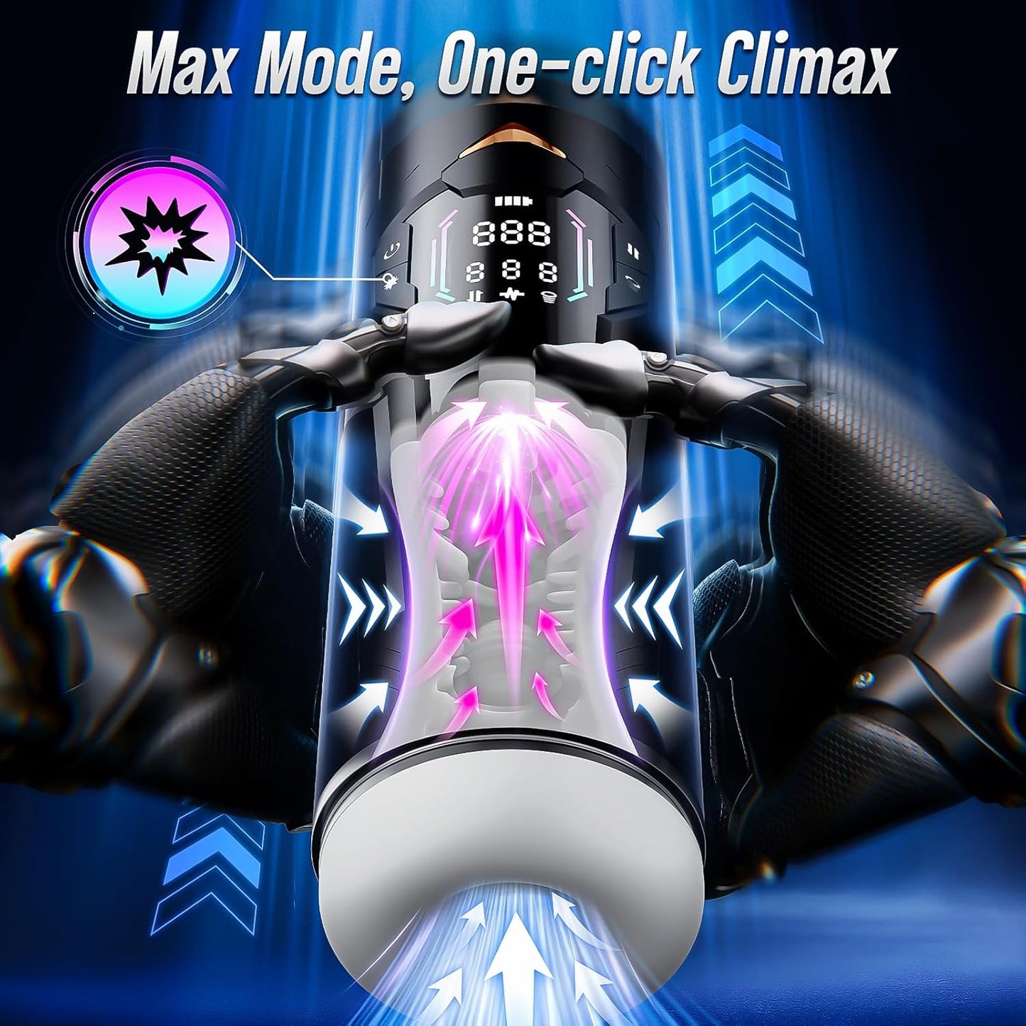 Sex Toys for Men Male Masturbator - Pocket Pussy Mens Sex Toy with 8 Sucking & Thrusting & Vibrating, Adult Toys Penis Pump Male Stroker, Sex Machine LCD Display & Suction Base