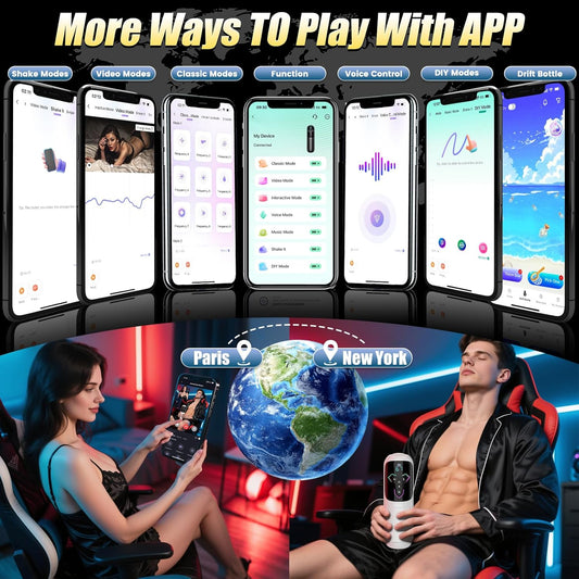 Heating Male Masturbator Penis Pump - Upgrade 5 in 1 Male Sex Toys for Men with 10 Vibrating & Licking 7 Thrusting & 5 Suck Modes, Adult Sex Toys Pocket Pussy APP Control Sex Furniture - Bedding