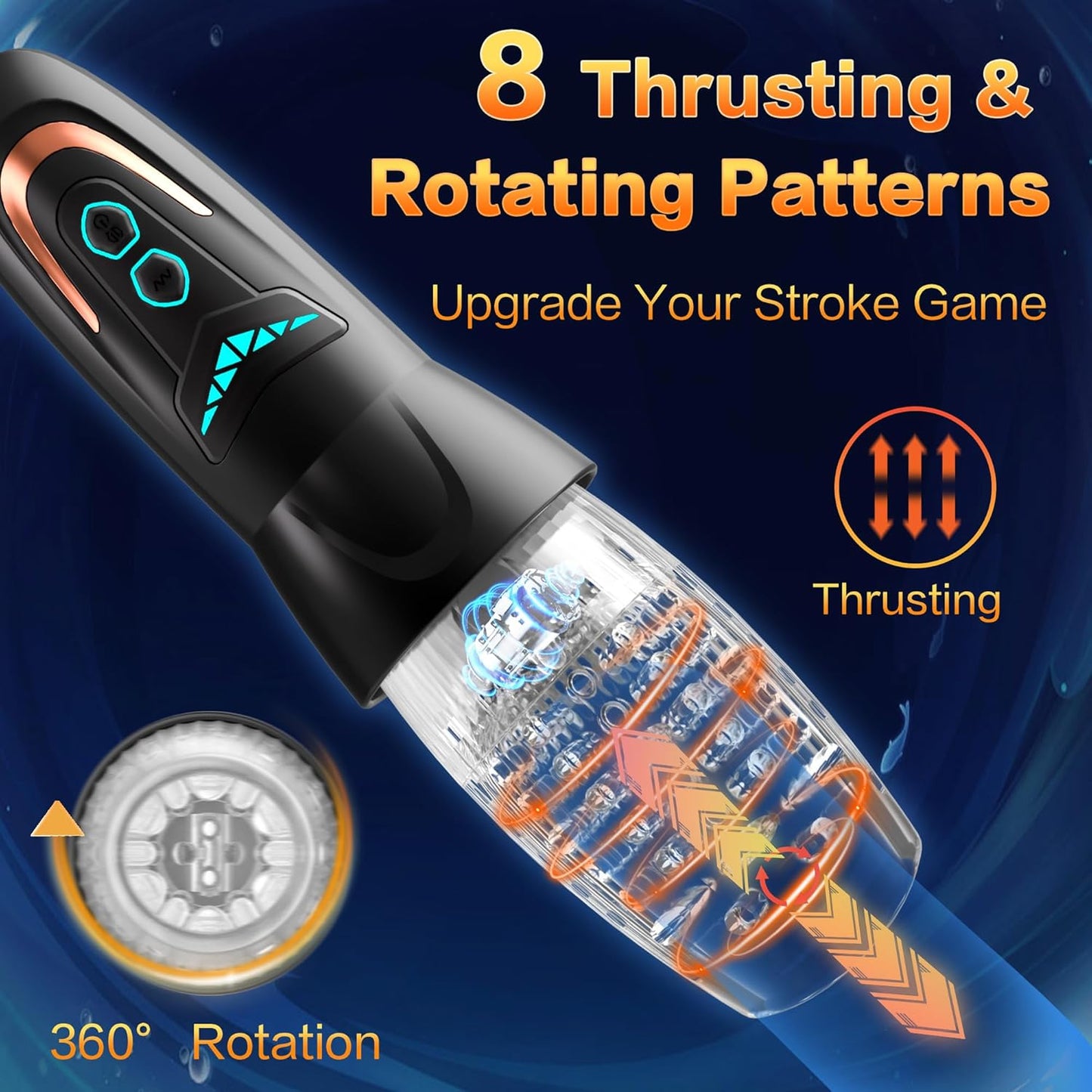 Automatic Male Masturbator Sex Toy with 10 Vibration, 8 Thrusting & Rotating Patterns, Male Sex Toys for Men, Penis Pump Male Stroker Adult Toy Penis Vibrator, Adult Toys for Men Sex Machine