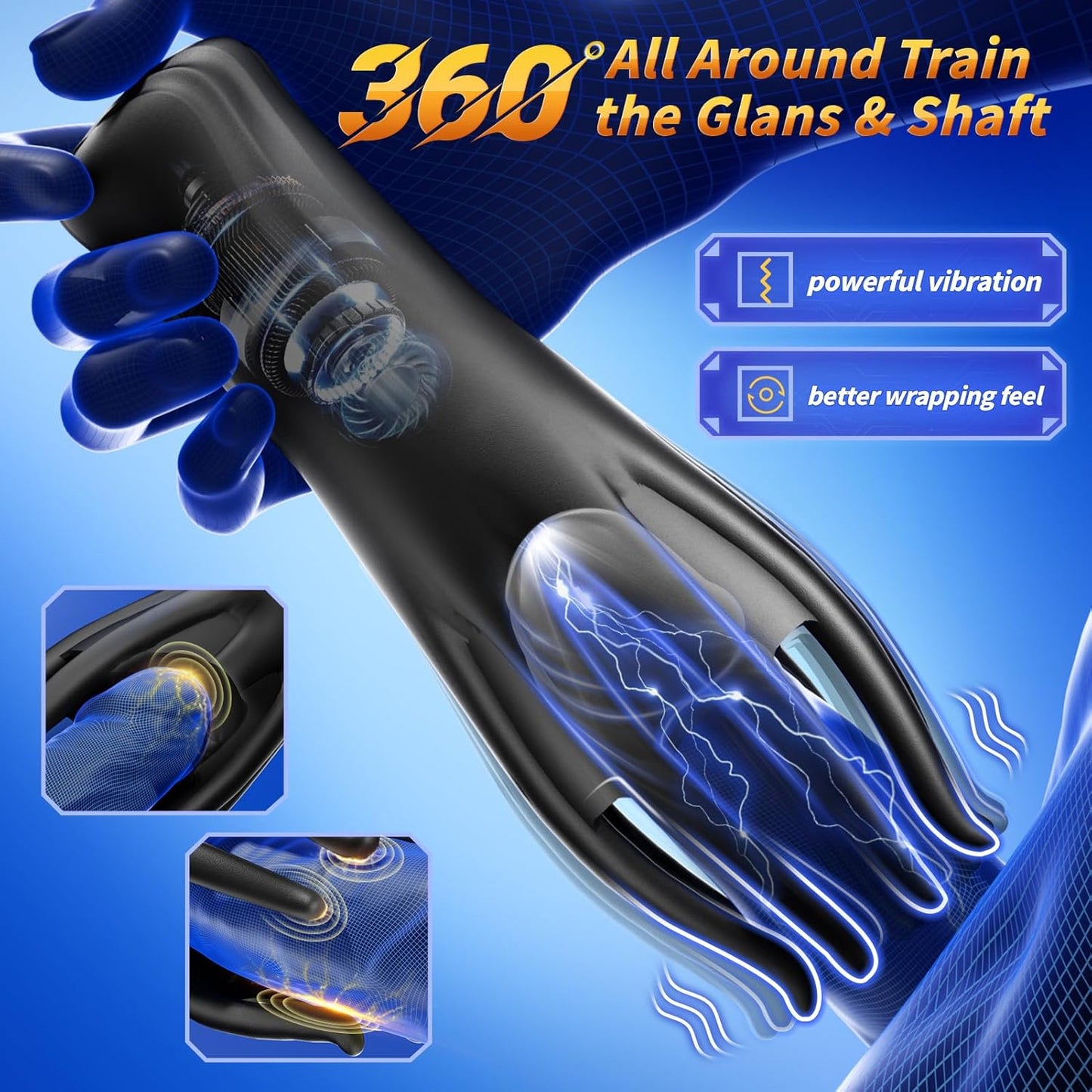 Male Masturbator Male Sex Toys for Men Adult Toys for Men with 10 Powerful Mens Penis Training Vibrator Stroker Sex Toy Masturbators Sex Machine 360° Tentacle Wrap Gay Adult Sex Toys & Games