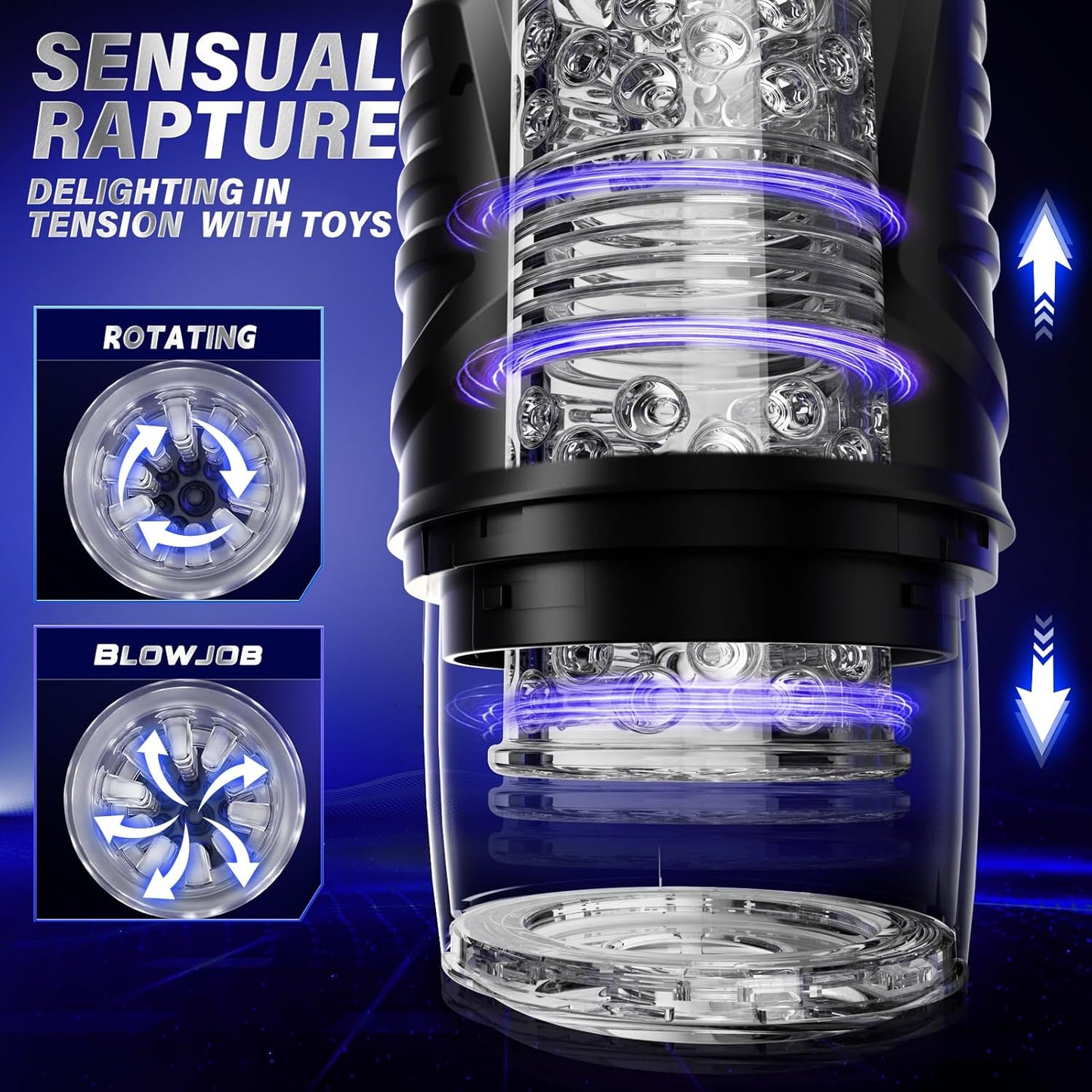 Male Masturbator Sex Toys for Men - Adult Toy Male Sex Toys with 7 Thrusting & 7 Rotating Modes, Pocket Pussy Hands Free Sex Machine LCD Display with Visual Window & Mounting Base