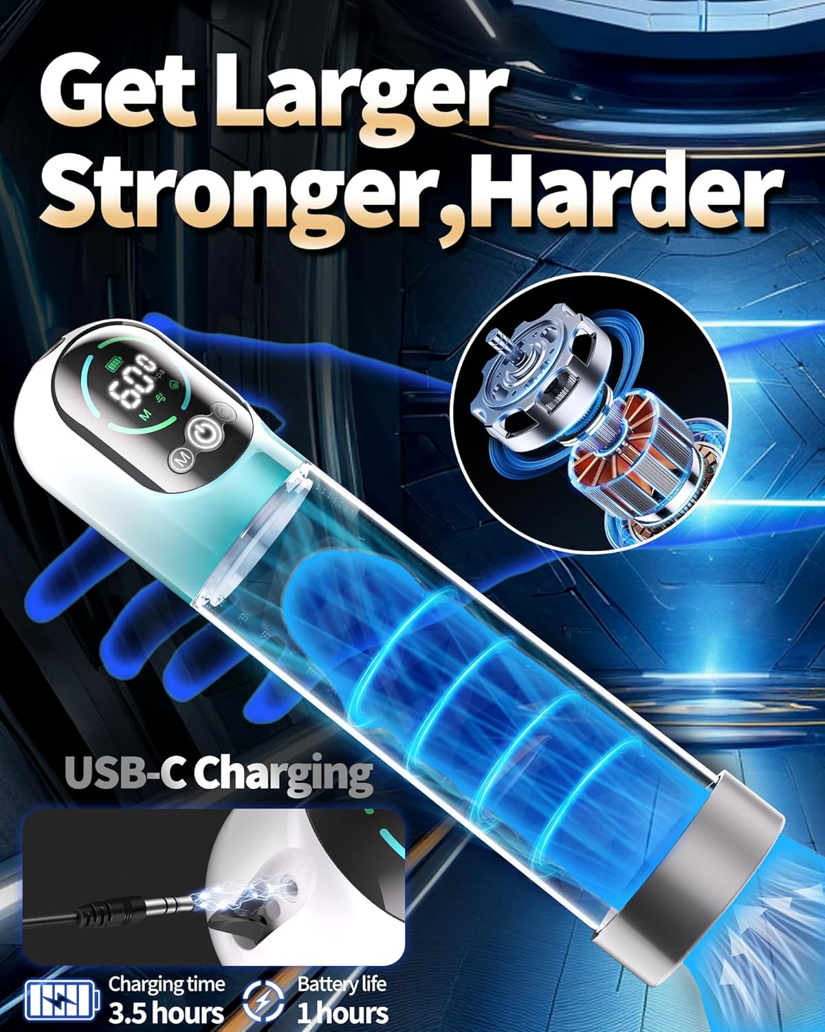 Electric Penis Pump - Male Sex Toys for Men 2 in 1 Vacuum Pump for ED Treatment with 6 Training Modes,Automatic Male Masturbators with 5 Suction Modes,Adult Toys with mini Pocket Pussy