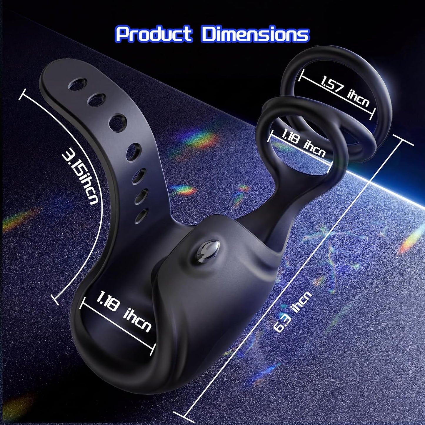 Adjustable S M L male vibrator with flexible retaining loops