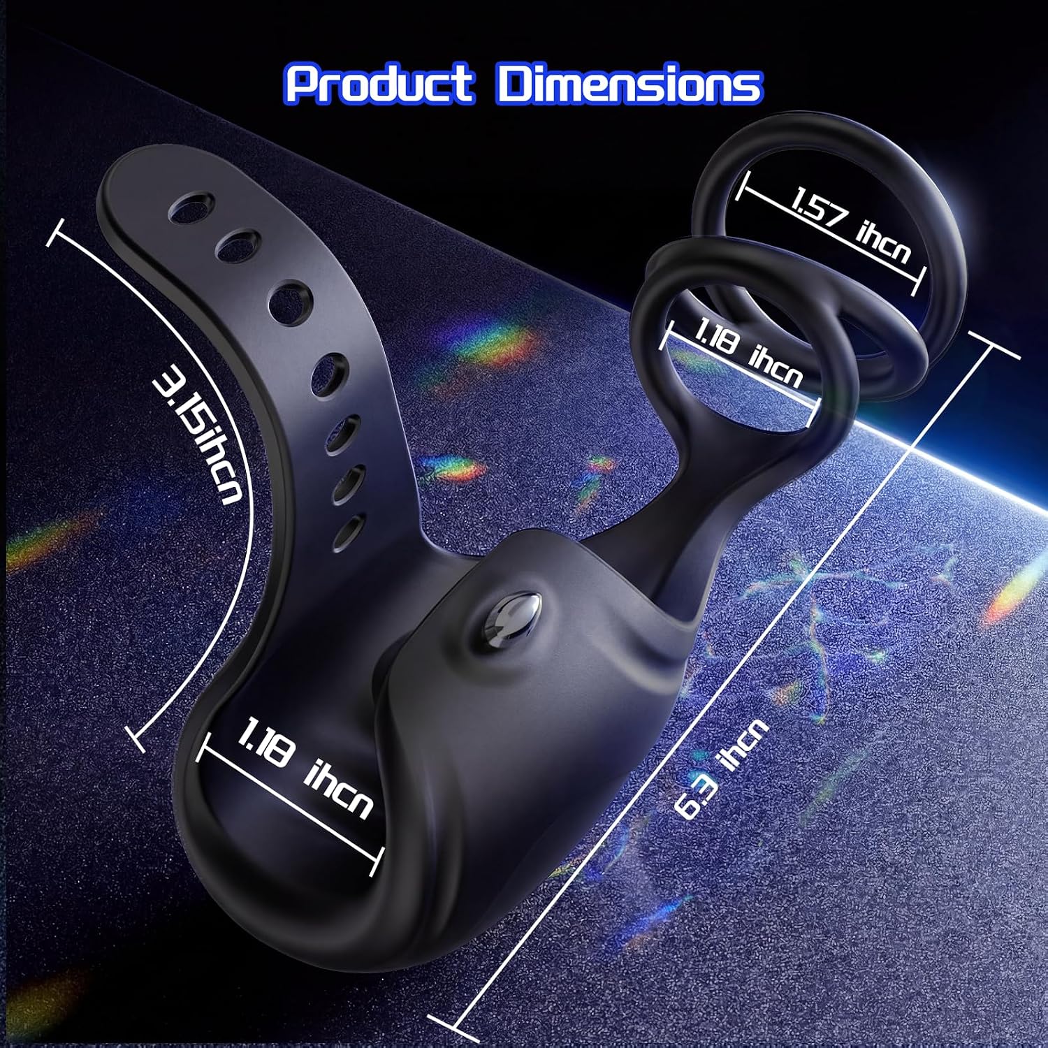 Adjustable S M L male vibrator with flexible retaining loops