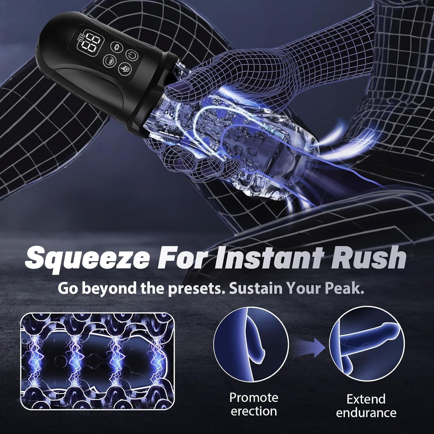 Male Masturbator Sex Toys - Transparent Penis Pump with 7 Vibrating & 7 Sucking Modes, Male Sex Toys for Men Sex Toy Squeezable Pocket Pussy LCD Display Adult Toys, Blowjob Sex Machine Stroker