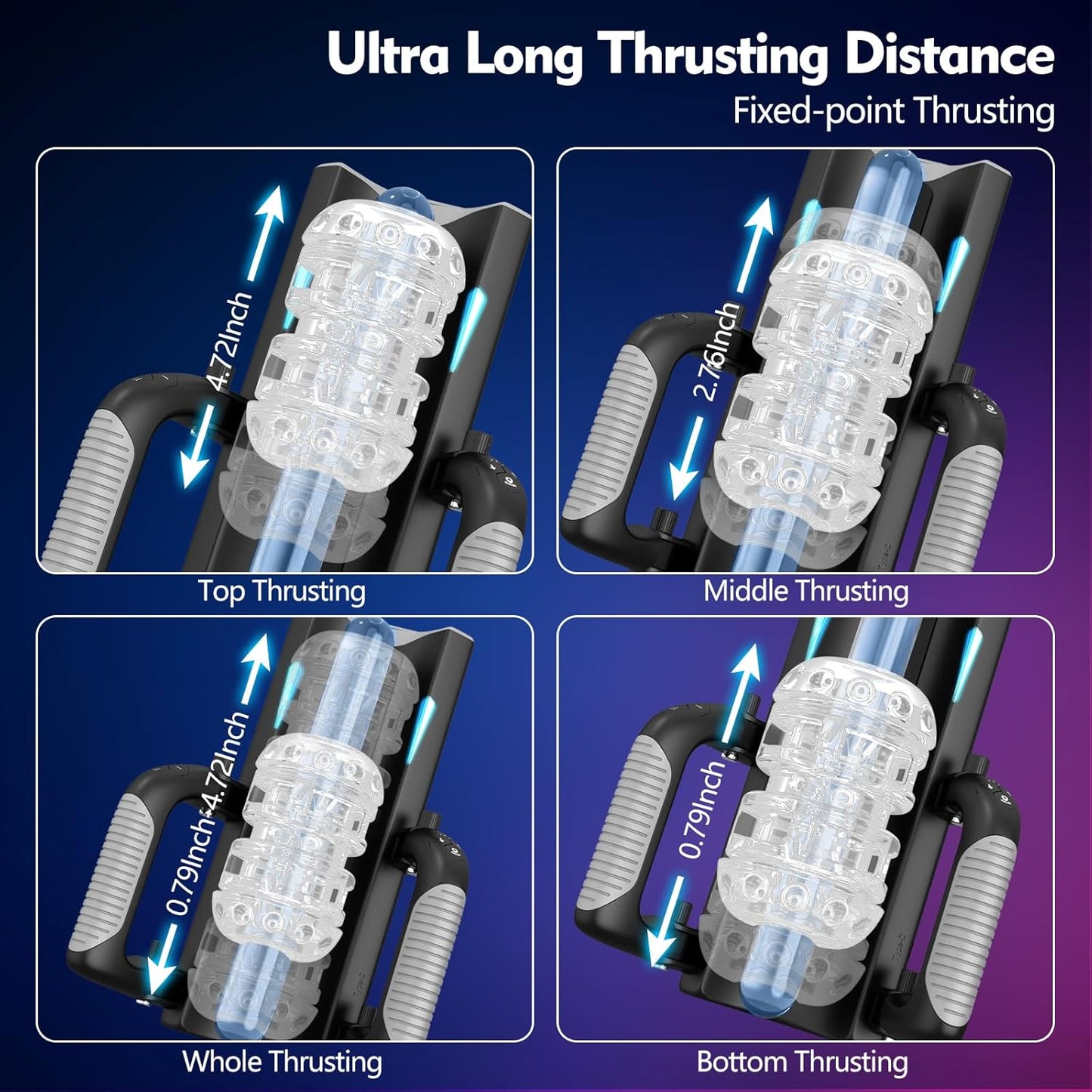 Sex Toy for Men Male Masturbators - Male Sex Toys Hands Free Pocket Pussy with 12cm Thrusting Distance, Mens Adults Toys Automatic Masturbators with Phone Stand & Foldable Handle, Blowjob Machine