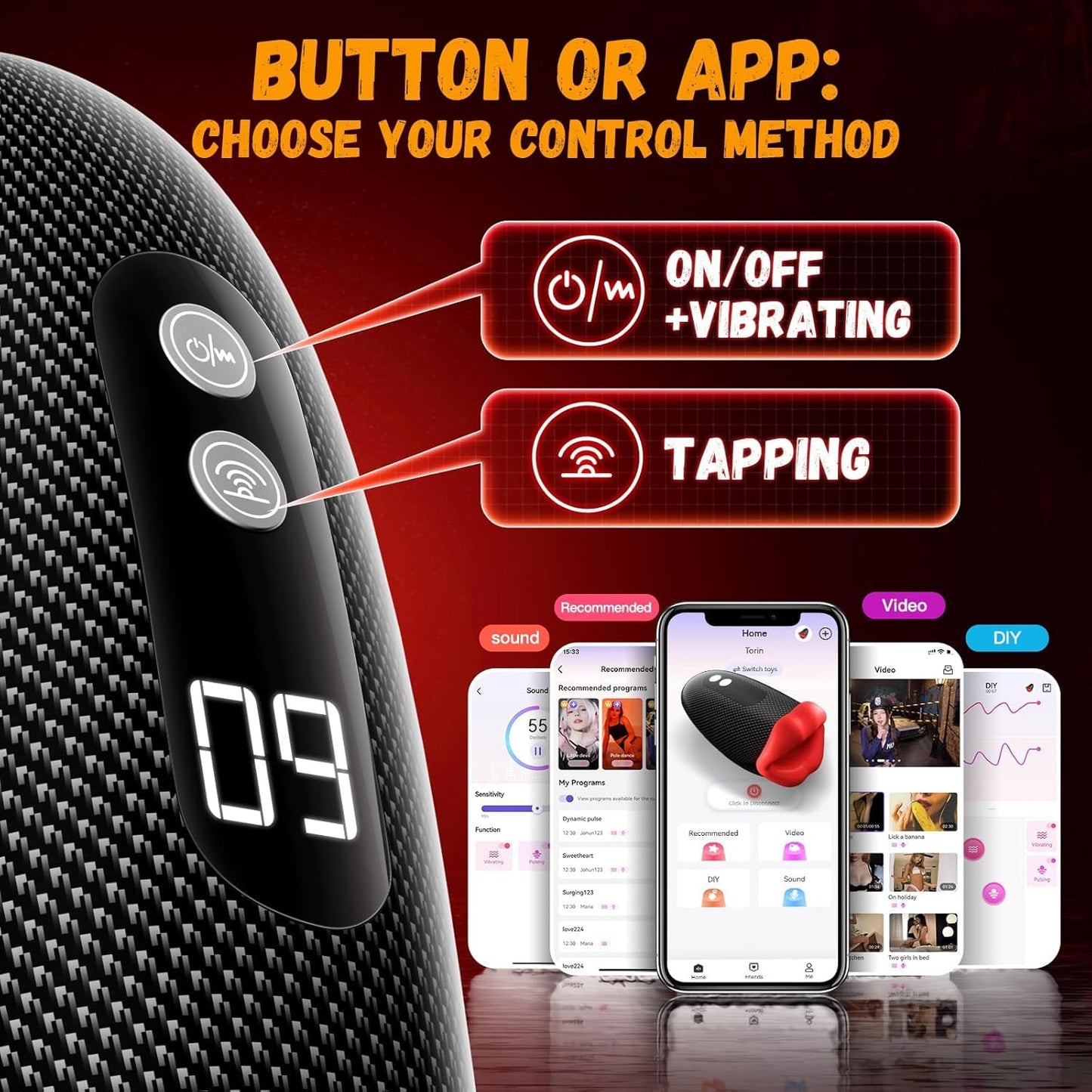 Sex Toys for Men - Male Masturbator 360° Wrapped 9 Tapping & Vibrating Male Vibrator Penis Pump APP Control LCD Mens Sex Machine Stroker Jiworb Adult Sex Toys & Game