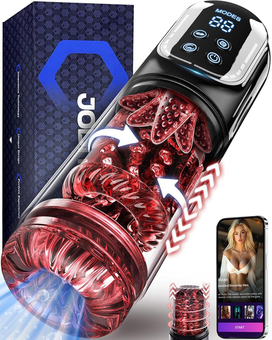 Male Masturbator Penis Pump - AI-Powered Pocket Pussy Male Sex Toys for Men with 7 Thrusting Rotating Sucking Licking Modes,Waterproof Sex Toys - Pumps & Enlargers with LCD APP Control