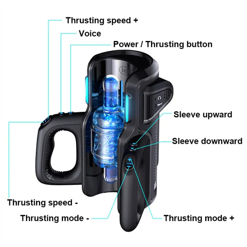 CAPPED- Leten 10 Thrusting High-speed Motor Masturbator Cup With Phone Holder