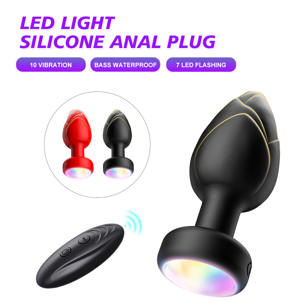 Led Light Up Butt Anal Plug Red Black 10 Light Up & Vibration modes