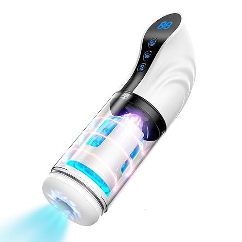 Automatic male masturbator showing thrust rotation and suction functions