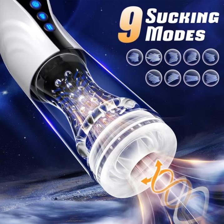 Automatic Male Masturbator Sex Toys for Men - Adult Toy Male Sex Toys with 9 Thrusting & 9 Rotating 9 & 9 suction  Modes,Hands Free Pocket Pussy Sex Machine with Visual Window & Mounting Base, Electric Thrusting Cup