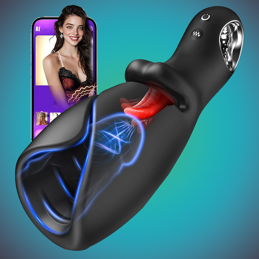Male Sex Toys for Men Tongue Vibrator - EINSEO Male Masturbator AI Smart APP Control Pocket Pussy Stroker with 10 Licking & Vibrating Modes Penis Vibrator, Handheld Blowjob Adult Toys Massage Oils