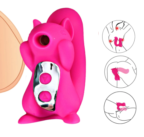 Cute Squirrel Vibrator Adult Sex Toy Hot Pink Sucking & Vibrating