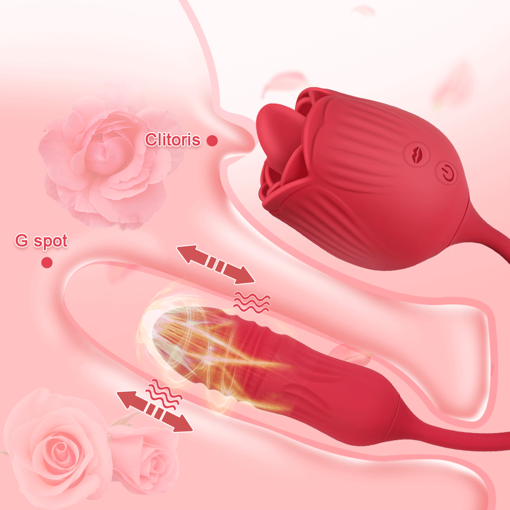 Rose Toy Dildo Thrusting Vibrator for Women Clitoris Stimulator Tongue Licking Love Egg Stretching Adults Goods Sex Toys Female - Gawk 3000 