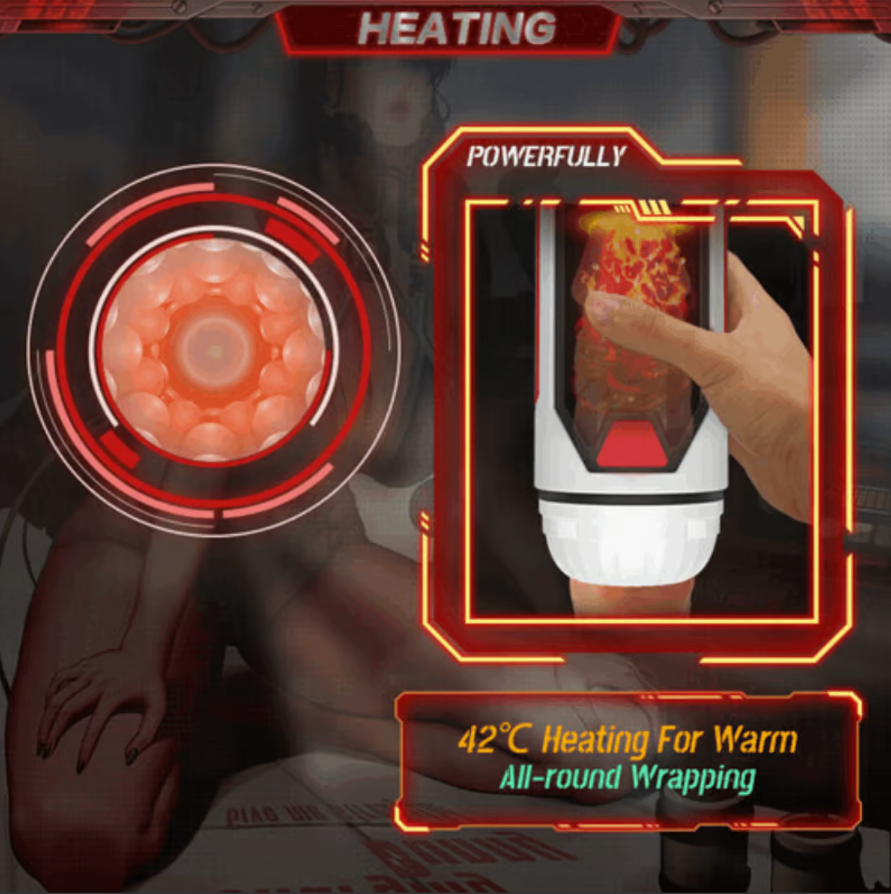 WHITE-NINJA Orgasm with 4 Thrusting & Heating Future Masturbator Cup